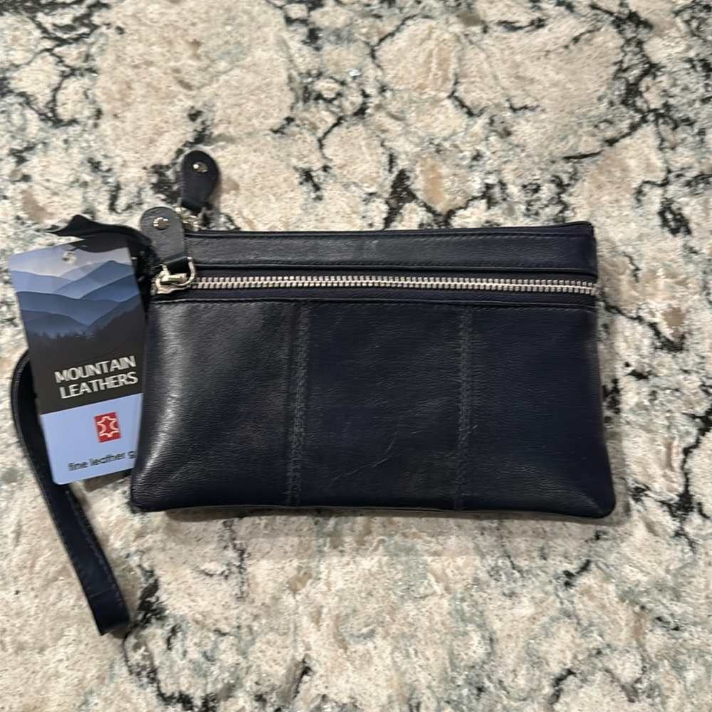 Mountain Leathers Black Leather Wristlet NWT